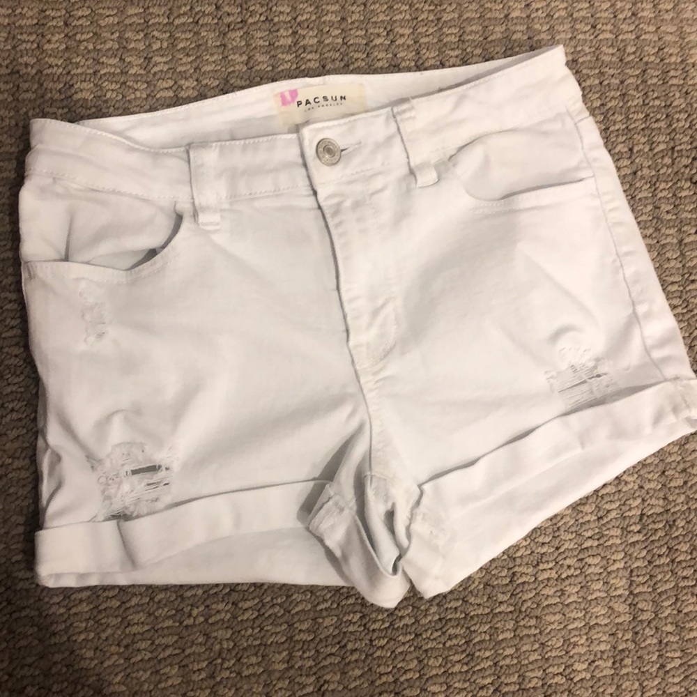 Pacsun white ripped shorts.